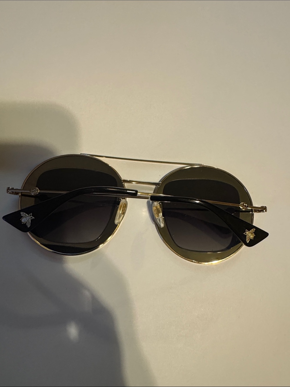 Gucci Gold Metal Round Sunglasses - Gucci GG0105S Sunglasses - Picture 3 of 6